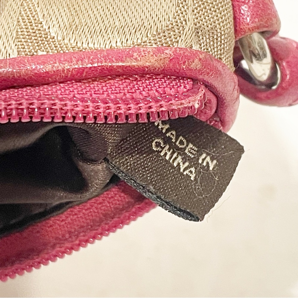 Coach Poppy Jacquard Monogram Signature Small Wristlet Beige Pink Zip Pouch Bag - Picture 4 of 5